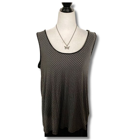 REITMANS Plus-size black grey white geometric print tank top XL 1X XXL 2X shirt - Picture 3 of 15